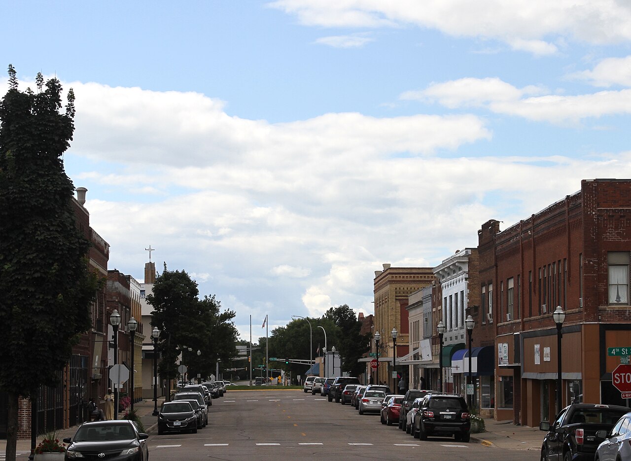 Historic storefronts along Litchfield Avenue at Fourth Street in Willmar